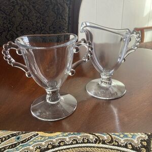VTG Imperial Glass “Candlewick” footed sugar and creamer set - clear (no tray)